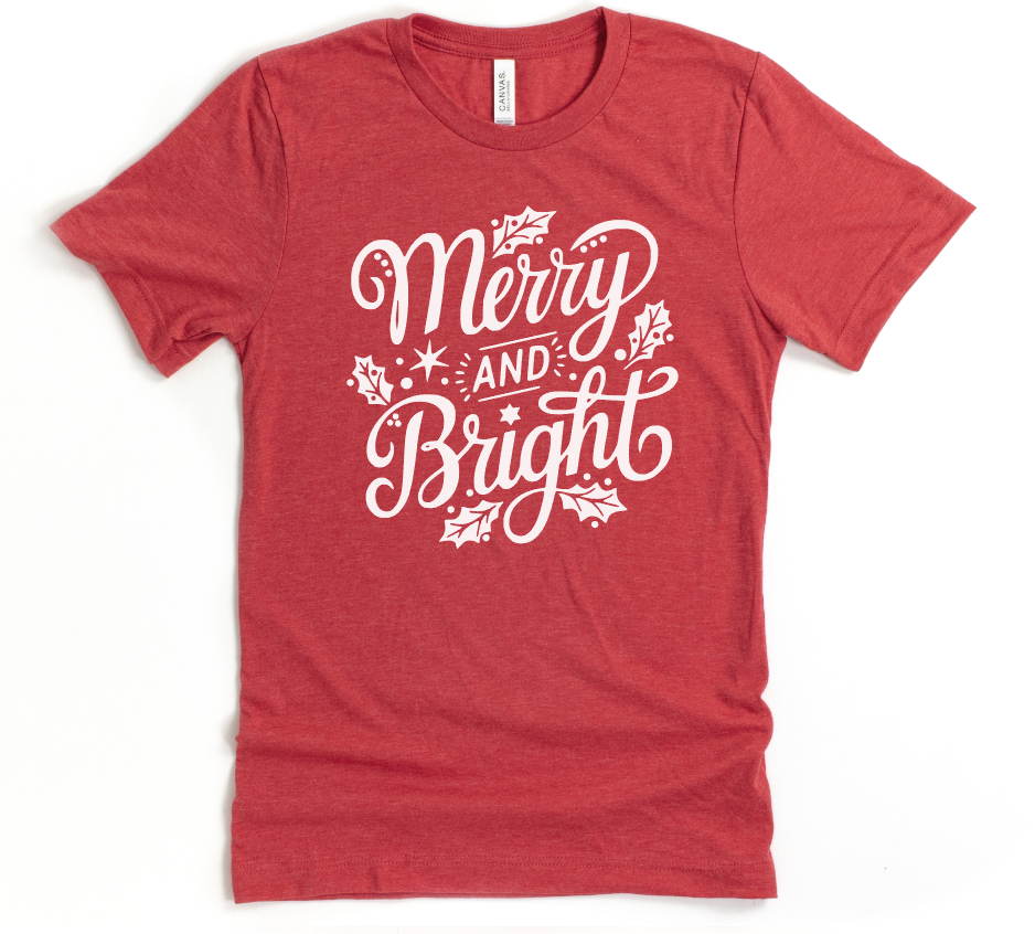 *LIMITED EDITION* MERRY & BRIGHT - UNISEX TEE - VINTAGE RED